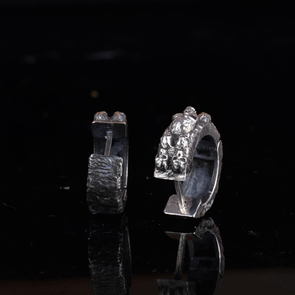 925 Sterling Silver Skull Hoop Earrings – Gothic Punk Style, Handmade Unisex Jewelry for Men and Women — 4