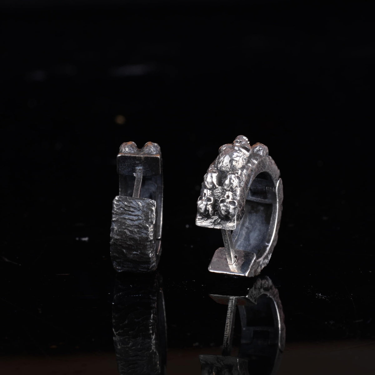 925 Sterling Silver Skull Hoop Earrings – Gothic Punk Style, Handmade Unisex Jewelry for Men and Women — 4