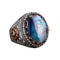 Silver Ring for Men, Natural Colored Pearl Stone Ring