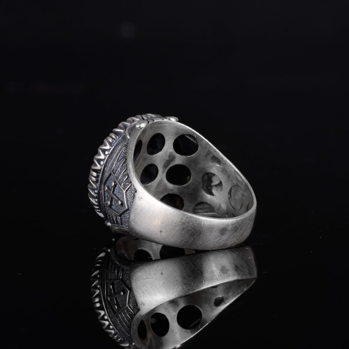KAMBO 925 Sterling Silver Men's Jesus Christ Ring – Cross Symbol Design – Handmade Christian Religious Jewelry — 7