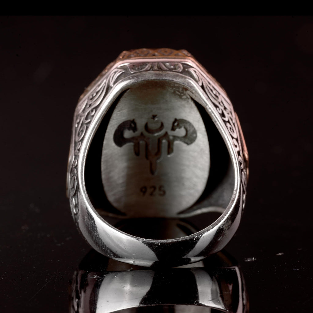 KAMBO Arabic Men's Mosque Symbol Ring, 925 Sterling Silver Men's Ring (Adjustable) — 6