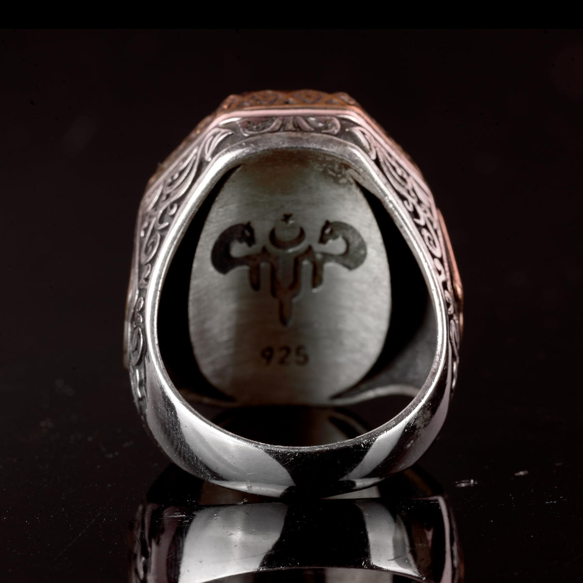 KAMBO Arabic Men's Mosque Symbol Ring, 925 Sterling Silver Men's Ring (Adjustable) — 6