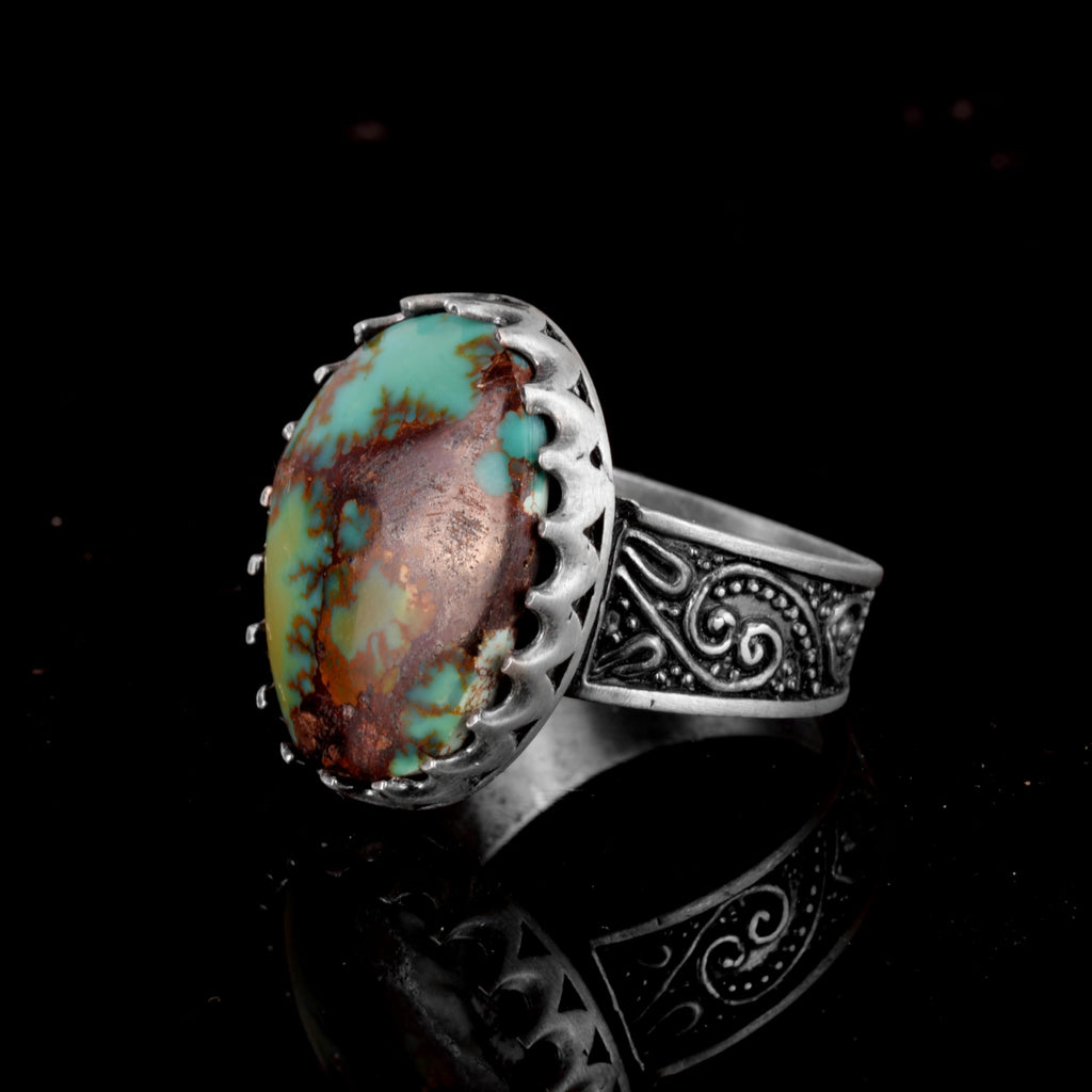 Natural Arizona Turquoise Stone Ring - 925 Sterling Silver (Model-6) — 5