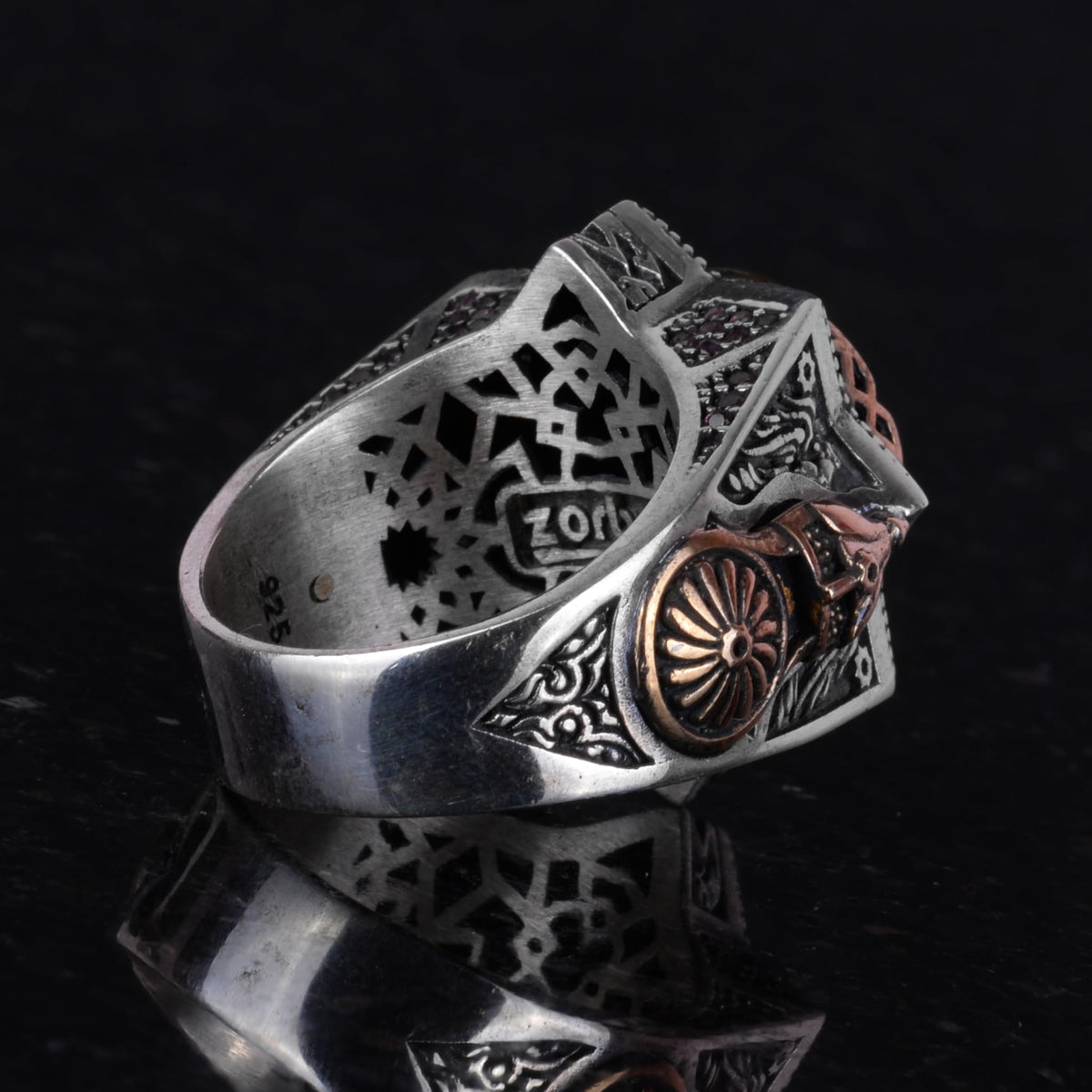Mosque Ring, Star of David Islamic Gift, 925 Sterling Silver Men's Ring — 7