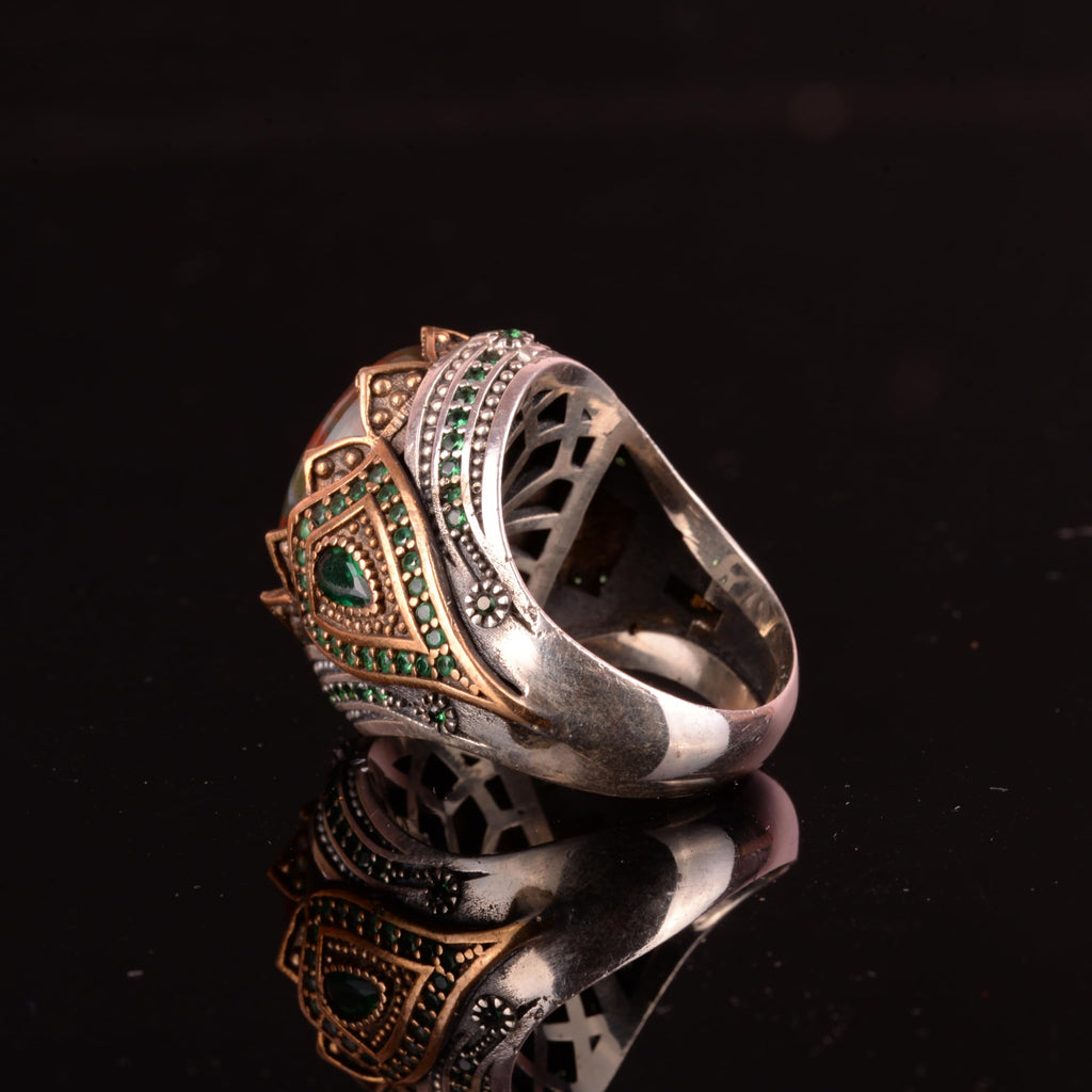 925 Sterling Silver Ring, Natural Blood Stone Handmade Ring — 7