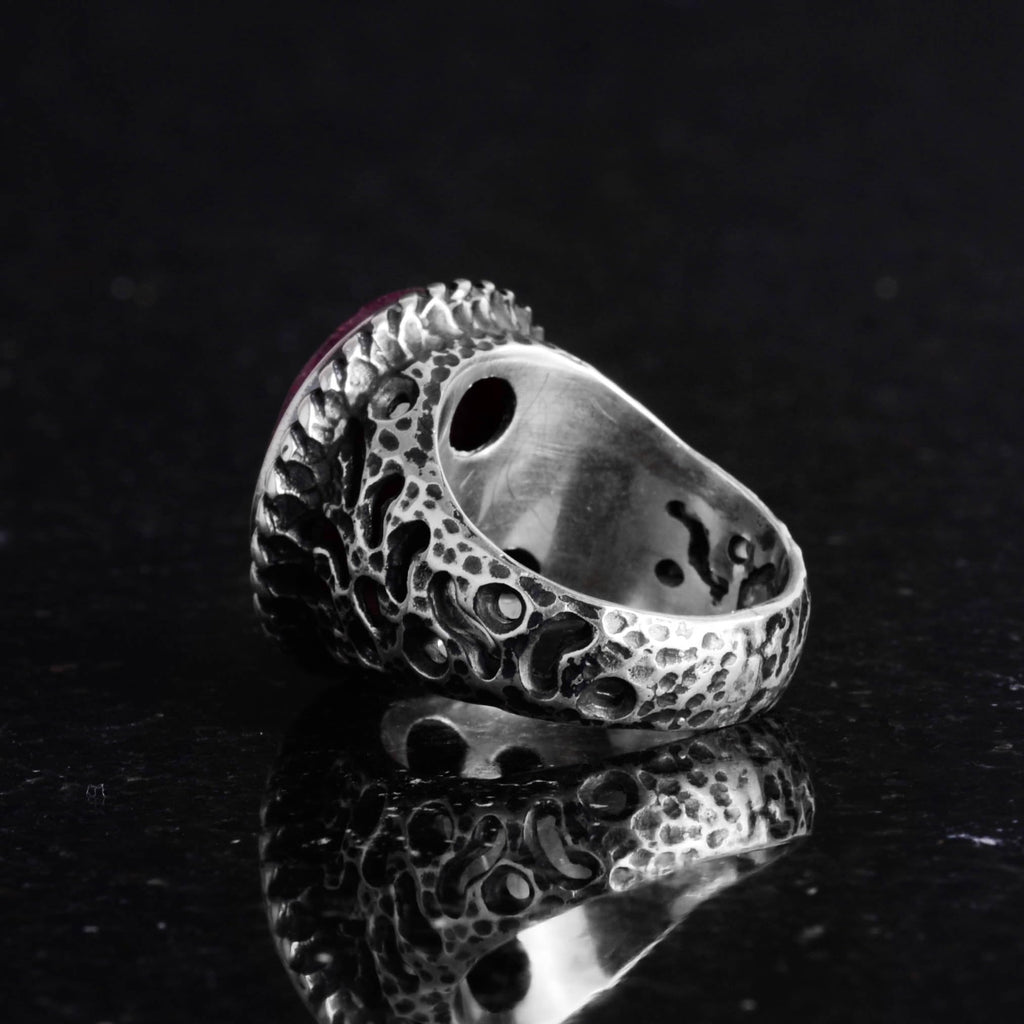 Natural Ruby Stone 925 Sterling Silver Men's Ring — 5