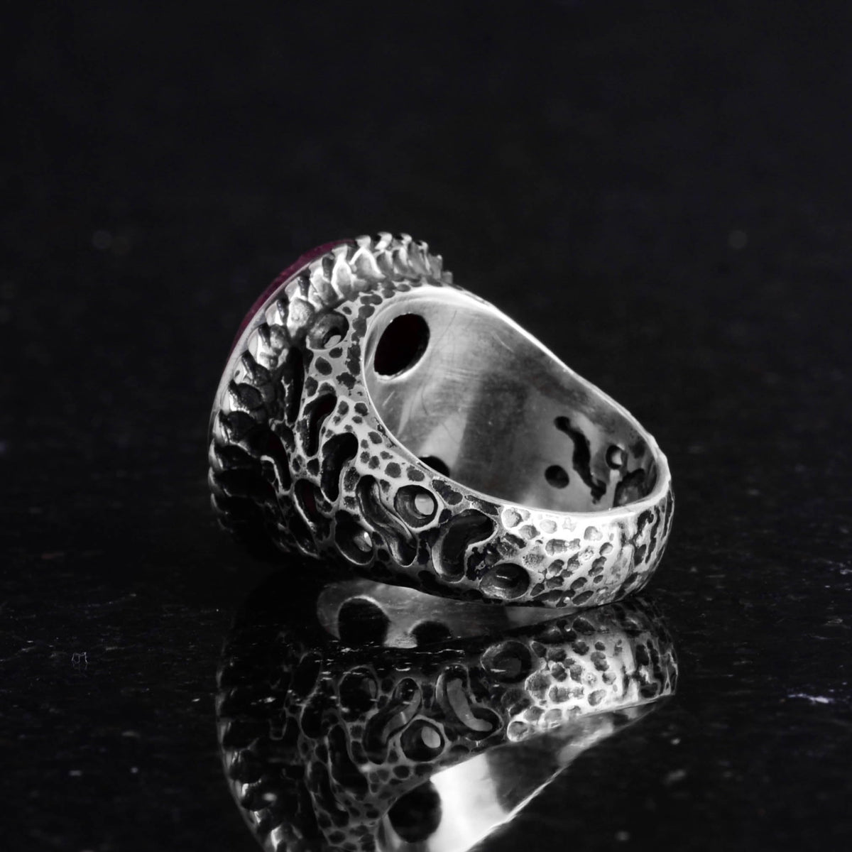 Natural Ruby Stone 925 Sterling Silver Men's Ring — 5