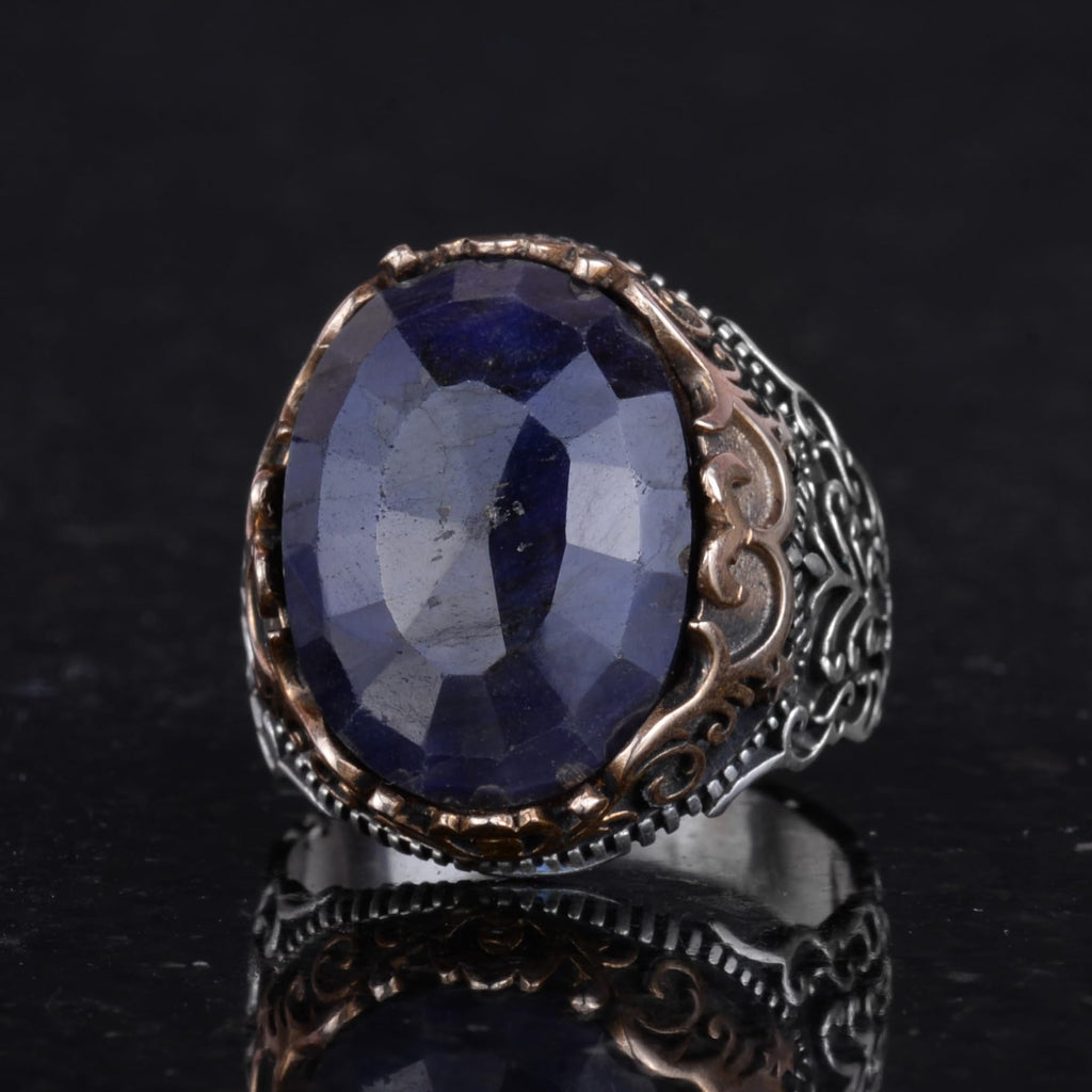 Natural Blue Sapphire Handmade Ring - 925 Sterling Silver — 6