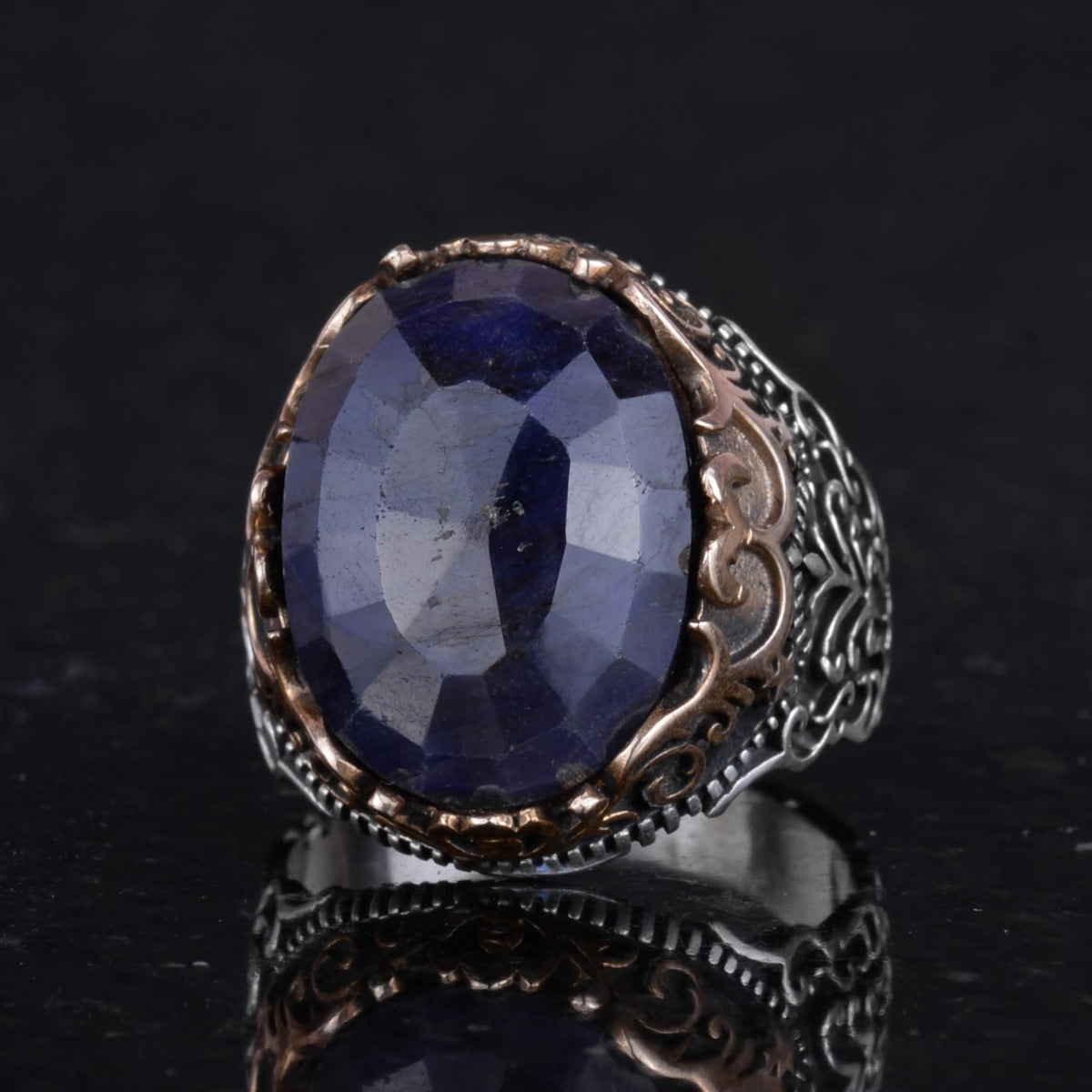Natural Blue Sapphire Handmade Ring - 925 Sterling Silver — 6