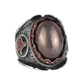 925 Sterling Silver Men's Ring - Natural Pyrite Stone Ottoman Tugra Ring