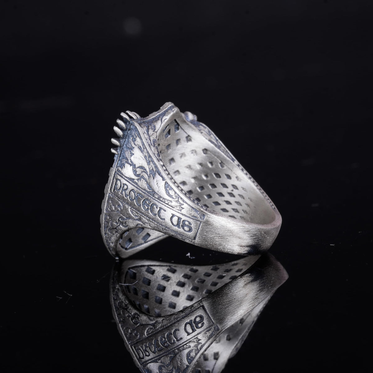 KAMBO 925 Sterling Silver Men's Ring Archangel Michael Design – Handmade Shield Protection Ring (Silver) — 7