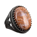 Large Ring, Natural Fire Agate Stone Ring, 925 Sterling Silver