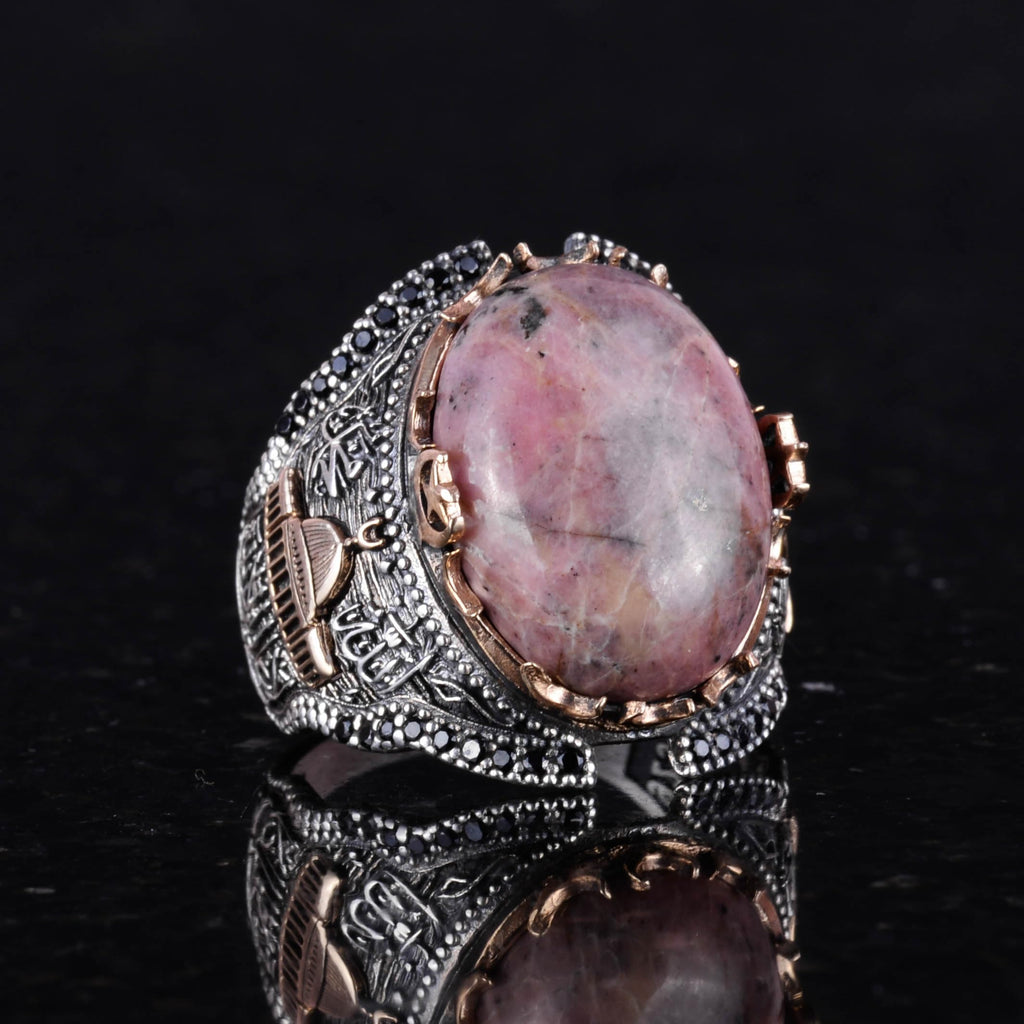 Silver Mosque Ring, Rhodonite Natural Stone Ring — 3