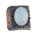 Natural Amazonite Stone Ring - 925 Sterling Silver Islamic Ring - Handmade Calligraphy Ring