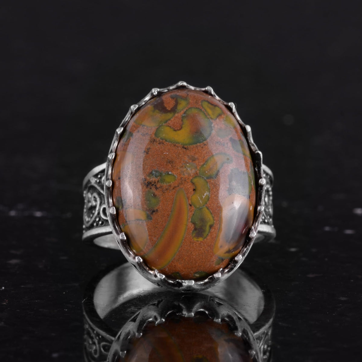 Natural Jasper Stone Ring - 925 Sterling Silver Ring — 5
