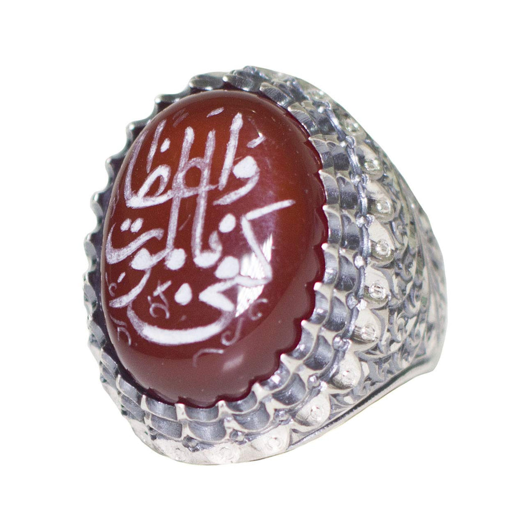 KAMBO 925 Sterling Silver Men's Ring, Islamic Ring, Steel Pen Craft (Model-3) — 2