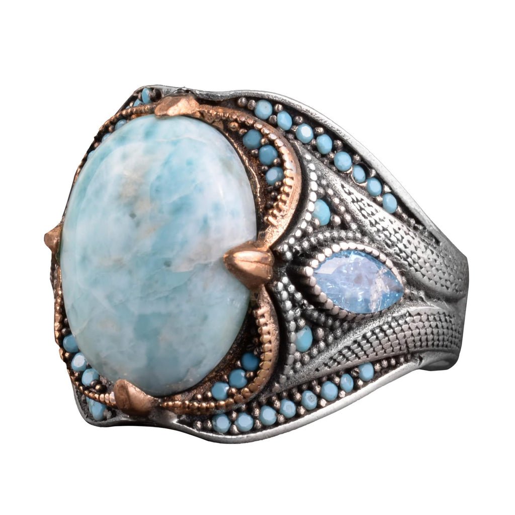 Real Larimar Natural Stone Ring