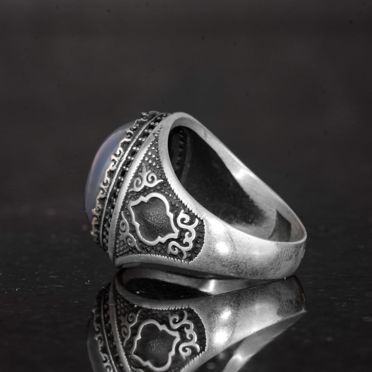 Men's Ring with Real Natural Opal Stone - 925 Sterling Silver Handmade Design — 7