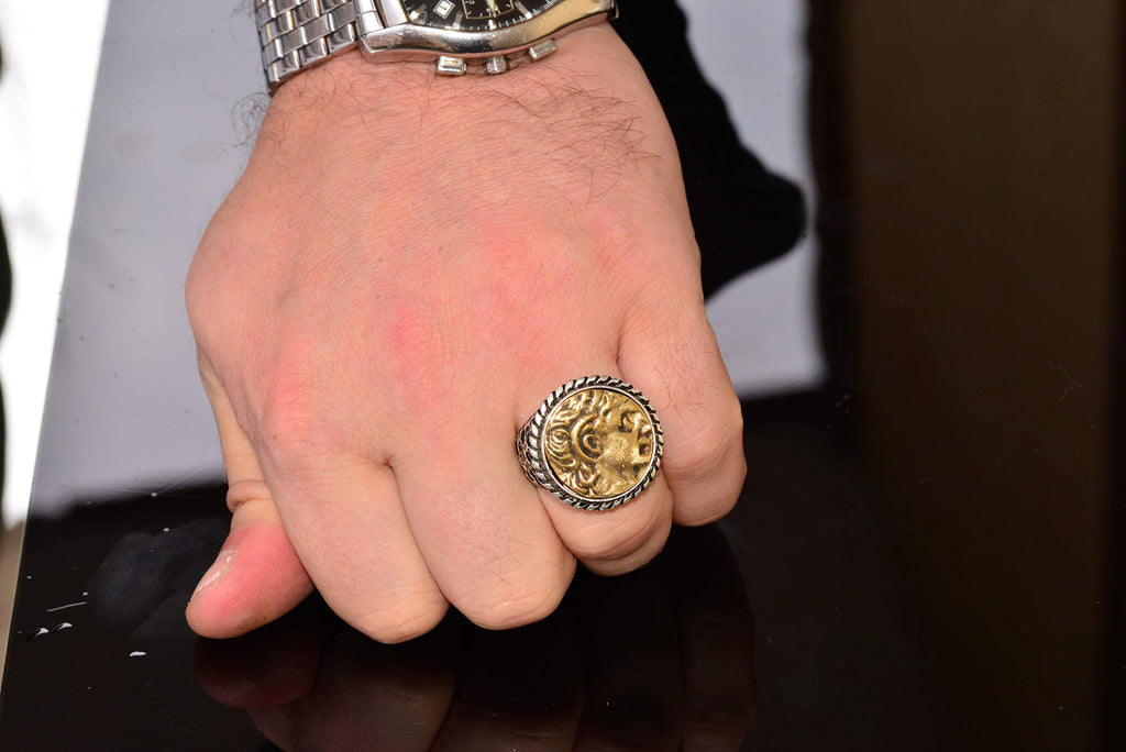 Silver Ring - Antique Coin Design and Mythological Motif — 7
