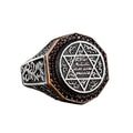 KAMBO Solomon Seal Ring Handmade 925 Sterling Silver Men’s Statement Ring with Onyx Stone and Star of David Jewish Desig