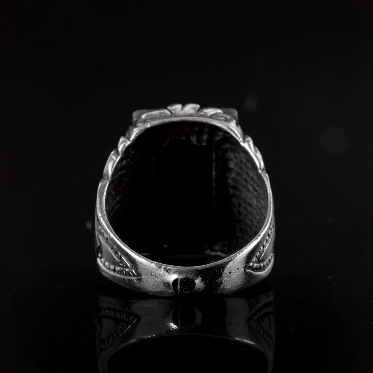 KAMBO Natural Sapphire Men's Ring 925 Sterling Silver Byzantine Style Handmade Vintage Gemstone Statement Ring Gift for 