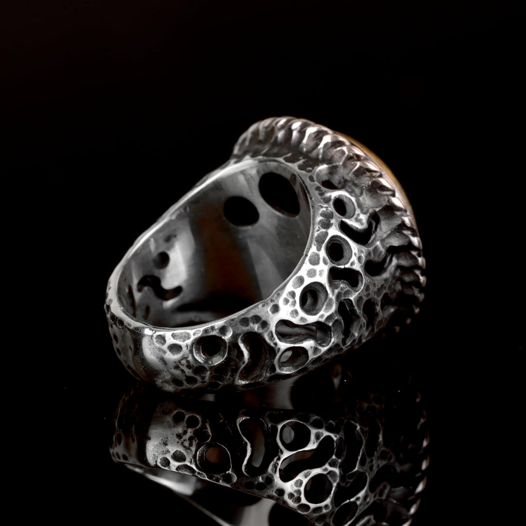 Natural Tiger's Eye Stone Ring - 925 Sterling Silver — 6
