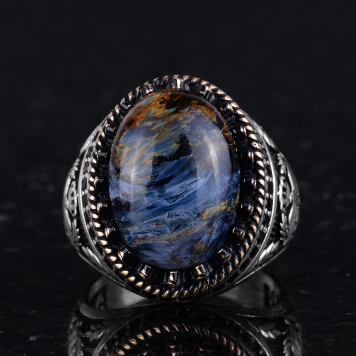 Natural Pietersite Stone Handcrafted Eagle Ring - 925 Sterling Silver — 4