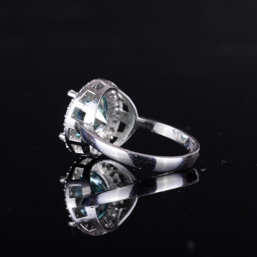 KAMBO Natural Moissanite Stone 925 Sterling Silver Women's Ring – Elegant Sparkling Handmade Silver Jewelry Gift — 8