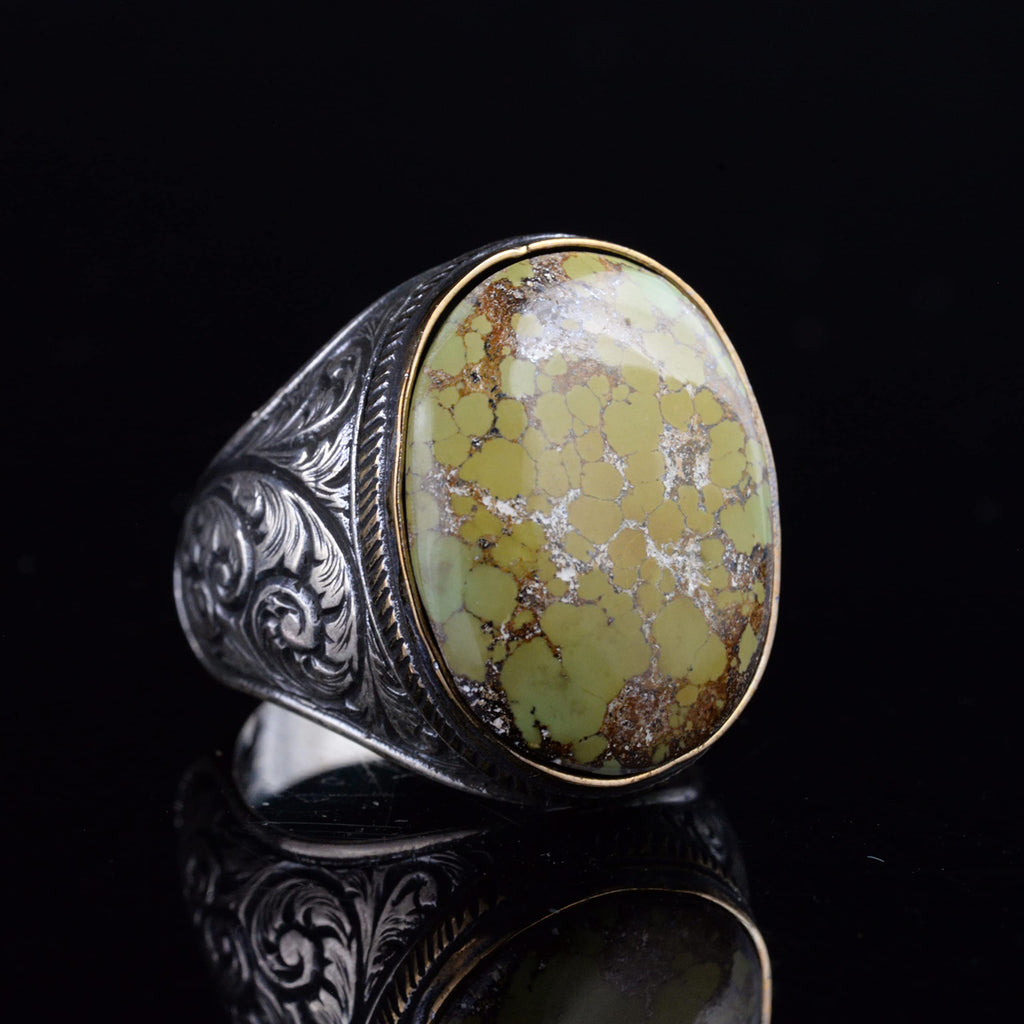 Natural Arizona Turquoise Stone Ring - 925 Sterling Silver (Model-2) — 6