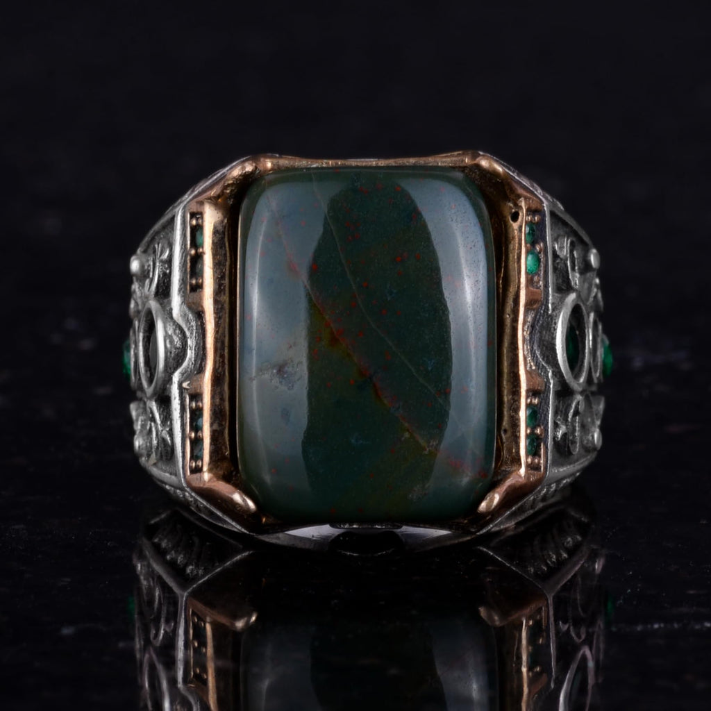 925 Sterling Silver Ring - Natural Bloodstone Ring - Handmade Ring — 4