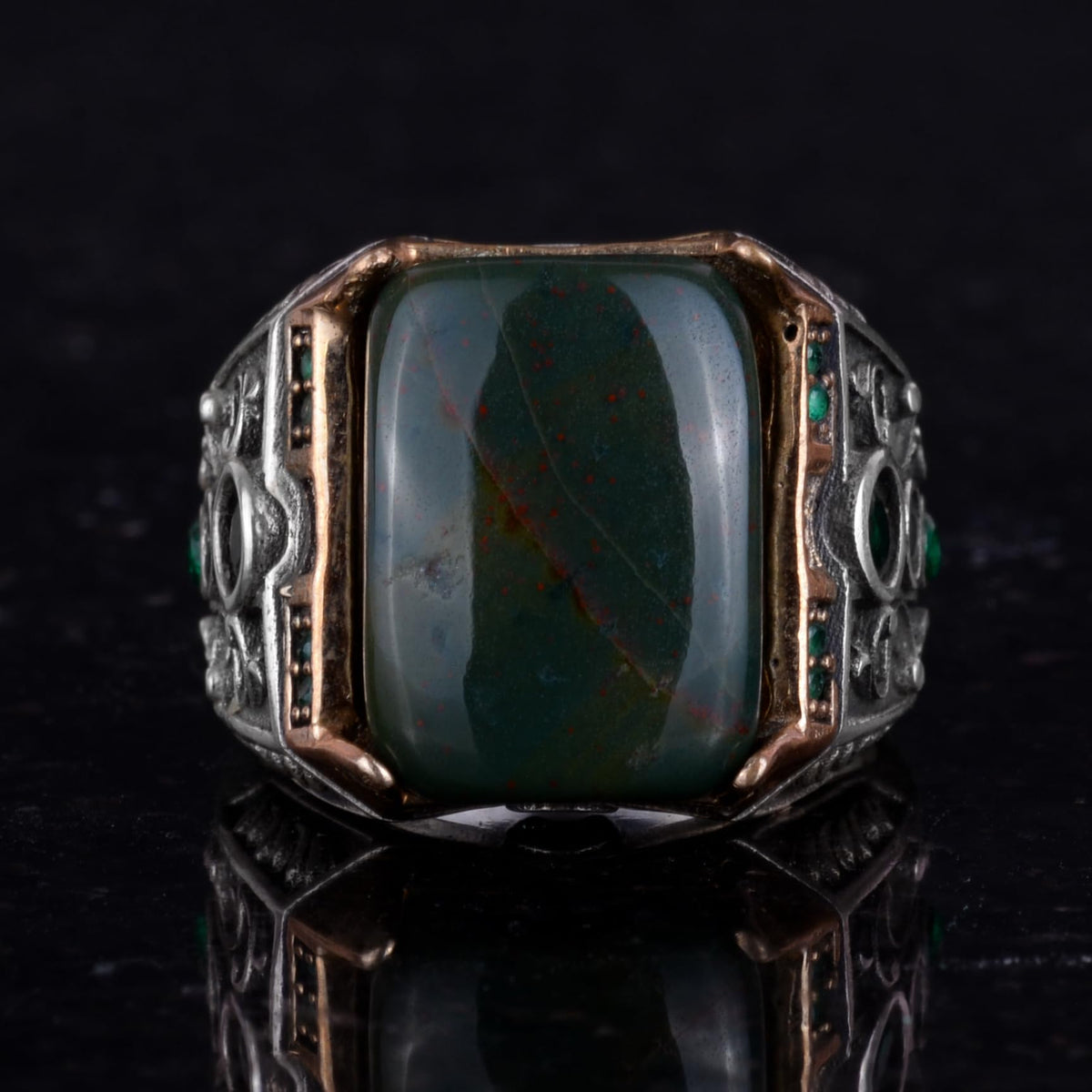 925 Sterling Silver Ring - Natural Bloodstone Ring - Handmade Ring — 4