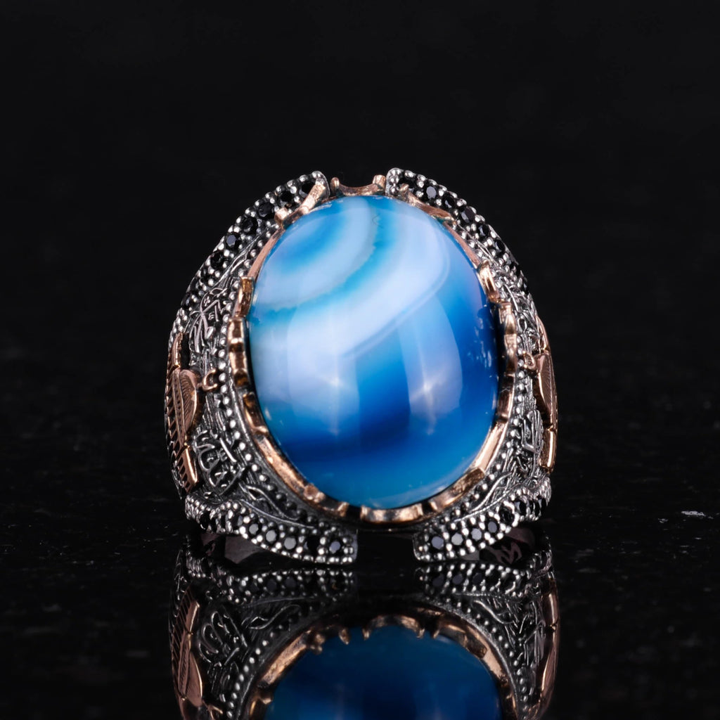Blue Agate Stone Ring — 5