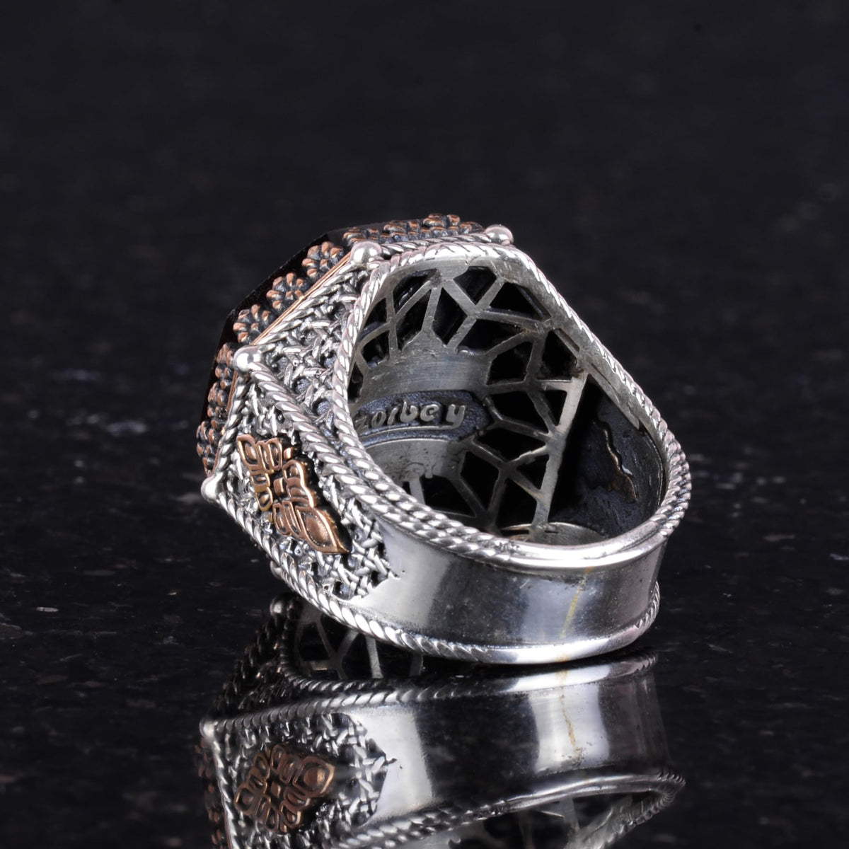 Natural Garnet Stone Octagonal Ring - Handmade 925 Sterling Silver Jewelry — 7