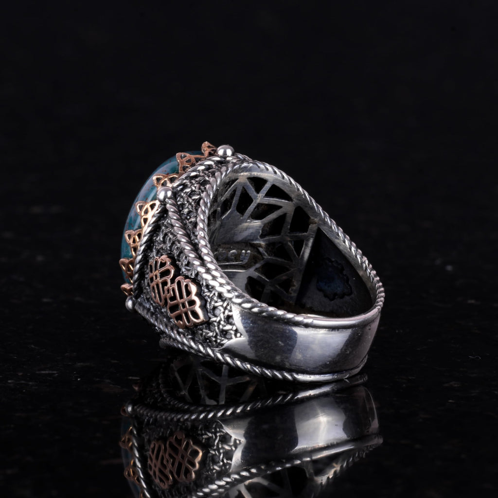 925 Sterling Silver Ring - Green Bloodstone — 5
