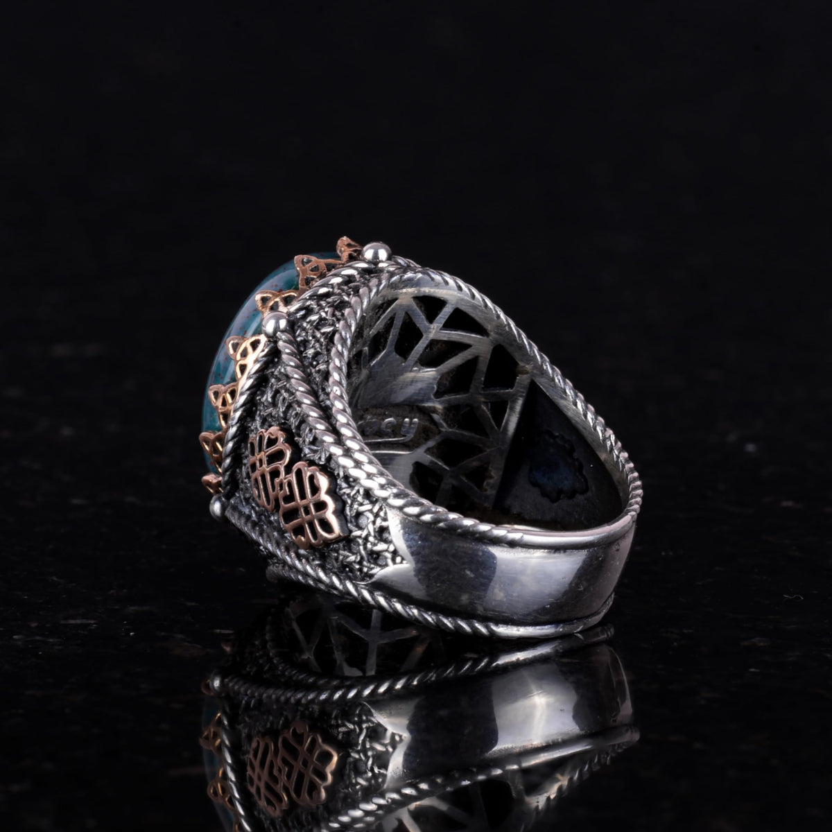 925 Sterling Silver Ring - Green Bloodstone — 5