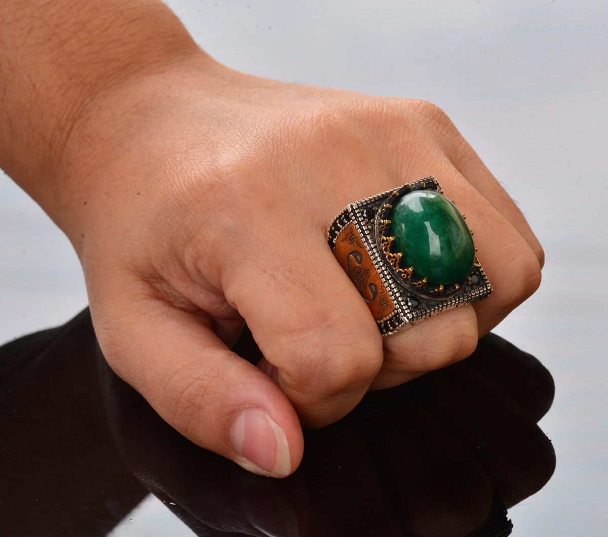 Green Jade Stone Ring — 7