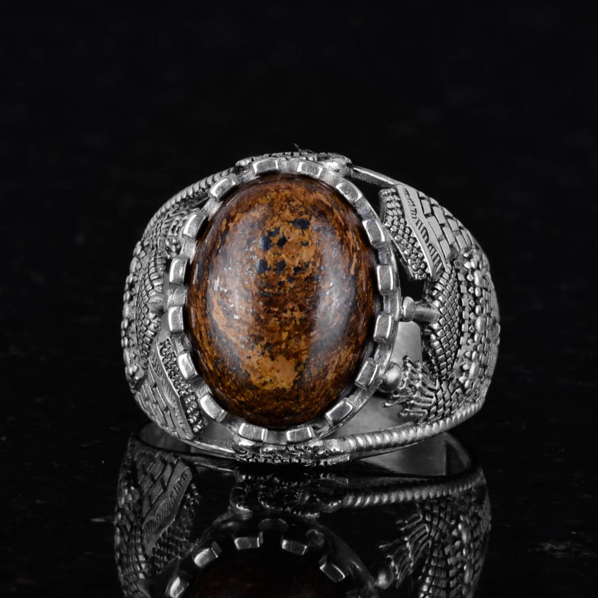 Natural Bronzite Stone Ring — 3