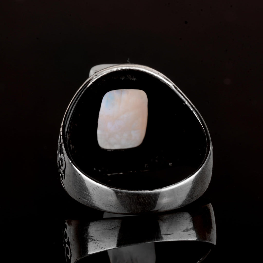 925 Sterling Silver Ring, with Natural Moonstone — 7