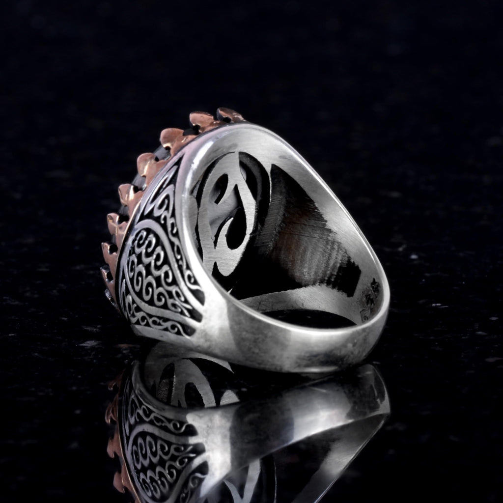 925 Sterling Silver Men's Ring - Natural Pyrite Stone — 7