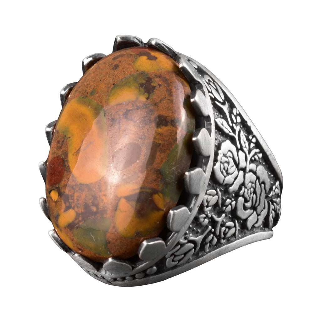 Natural Jasper Stone Ring, 925 Sterling Silver