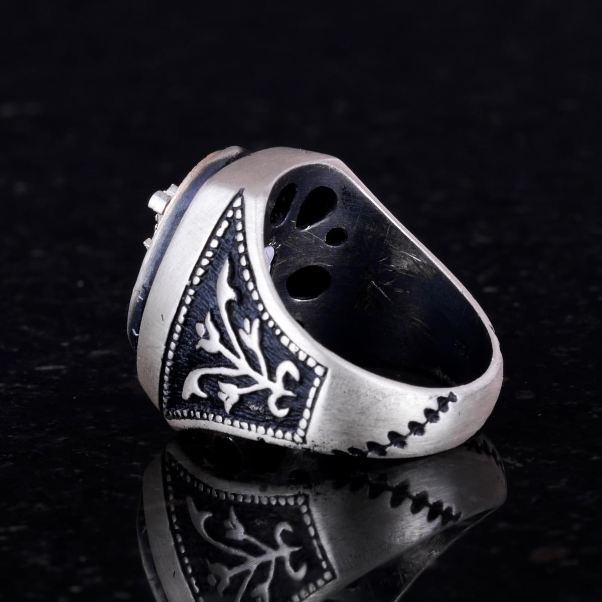 KAMBO Personalized Monogram Ring Handmade 925 Sterling Silver Men's Modern Statement Band Custom Engraved Jewelry Gift f