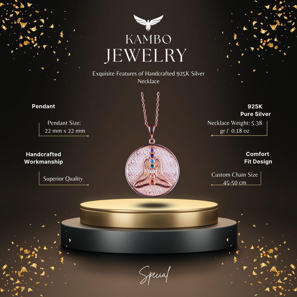 925 Sterling Silver Chakra Necklace, Rose Gold Plated — 2