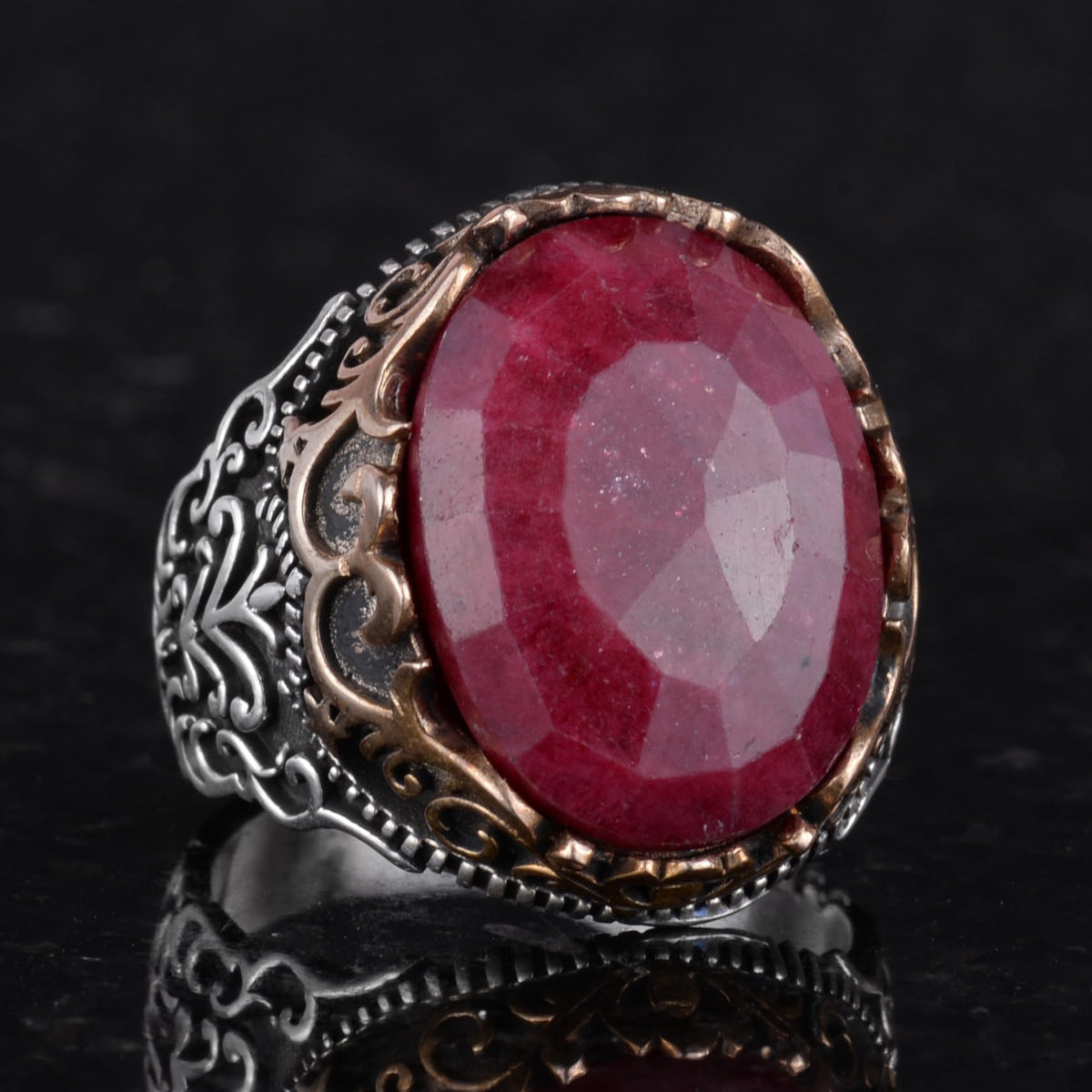 Natural Stone Handmade Ring - 925 Sterling Silver Ring (Ruby) — 5