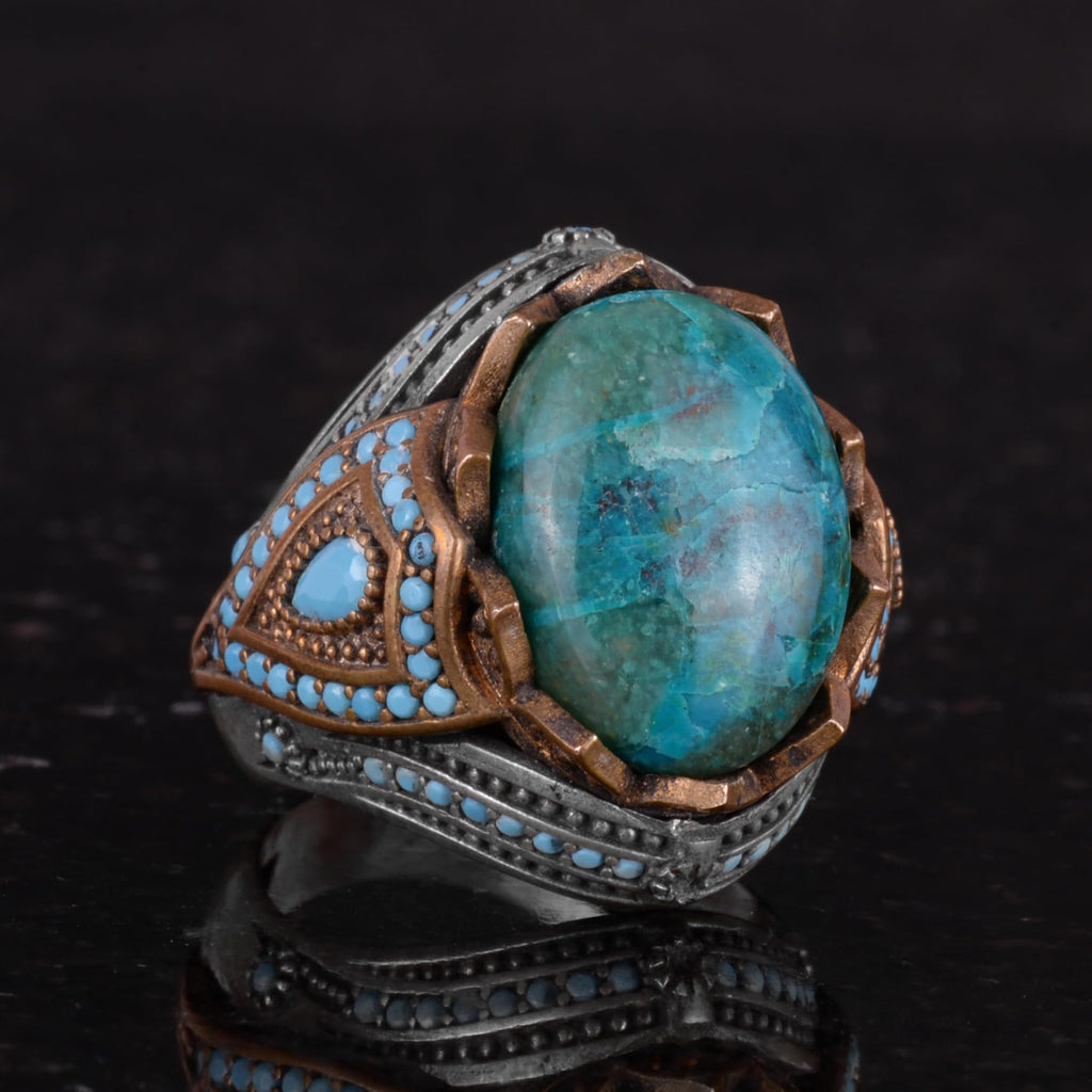 Natural Stone Ring - Handmade 925 Sterling Silver Ring (Azurite) — 5