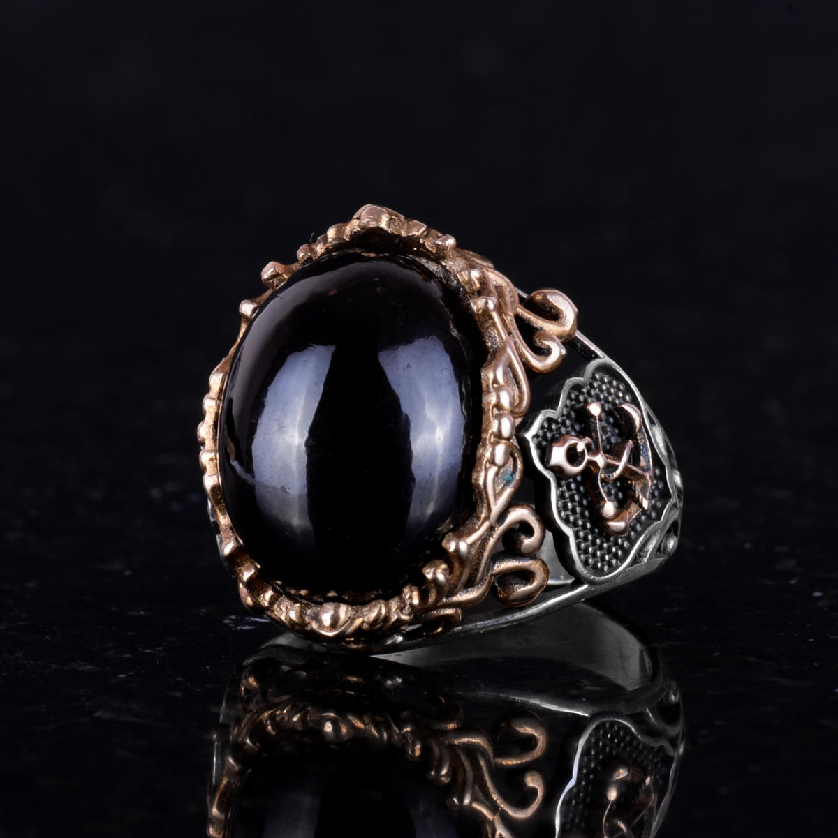 Tiger Eye Stone Anchor Ring - 925 Sterling Silver — 3