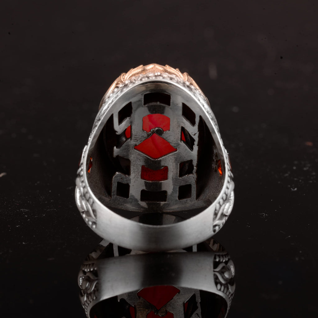 Vintage Men's 925 Sterling Silver Ring Druzy Quartz, Red — 7