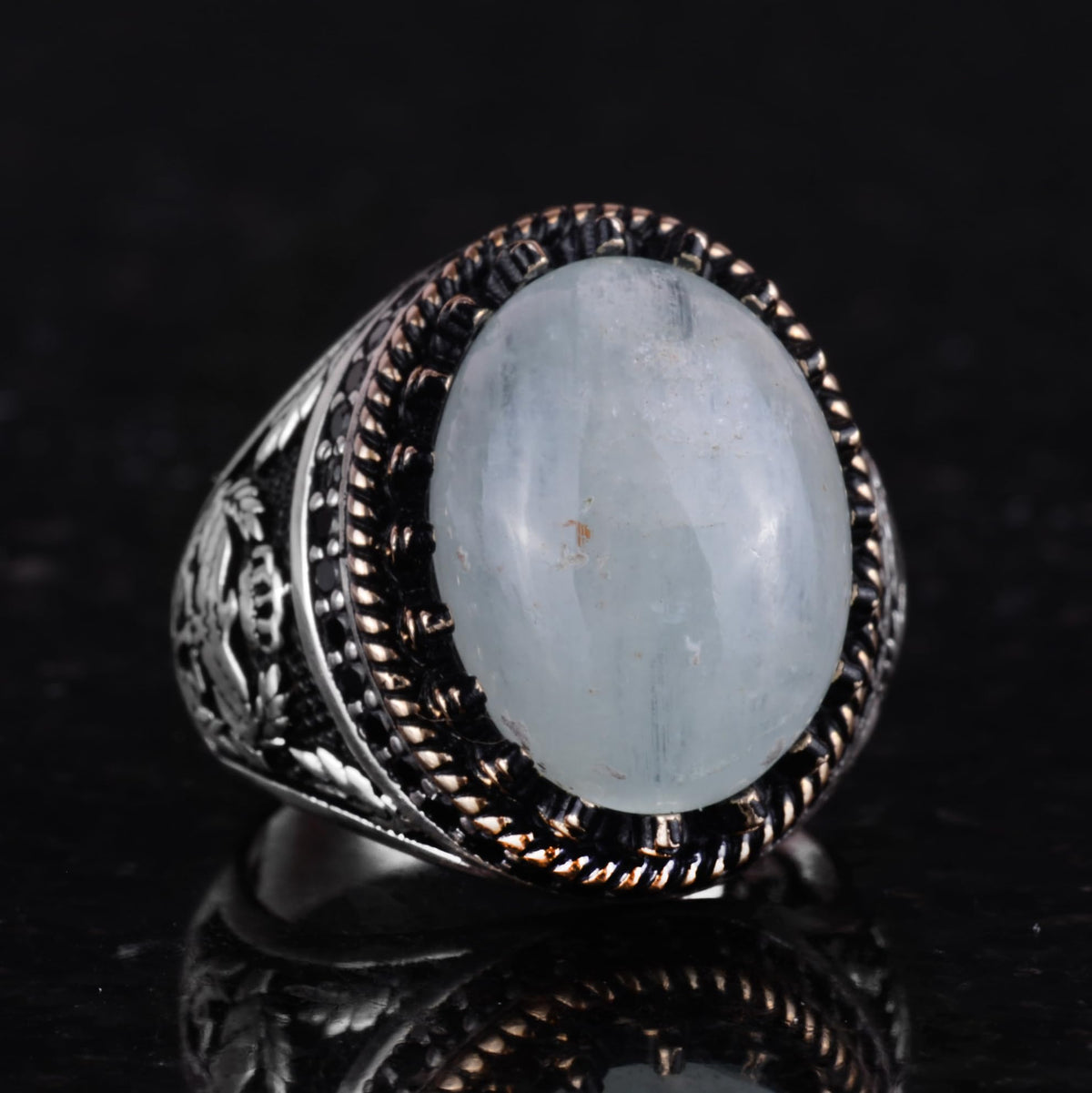 Natural Stone Ring - Handmade Hawk Ring - 925 Sterling Silver Ring — 5
