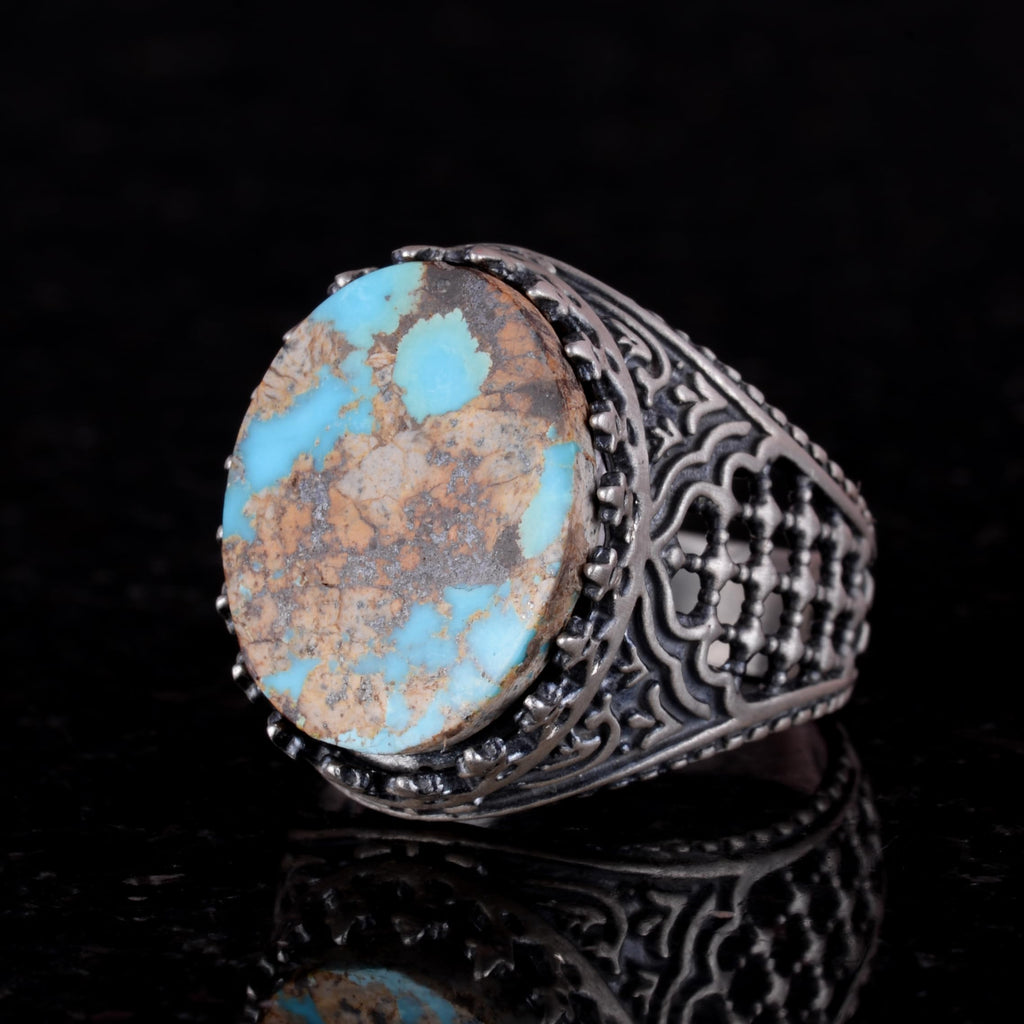 Natural Arizona Turquoise Stone 925 Sterling Silver Ring — 4