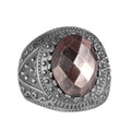 KAMBO Genuine Natural Stone Ring, 925K Solid Silver Men's Ring (Pyrite)