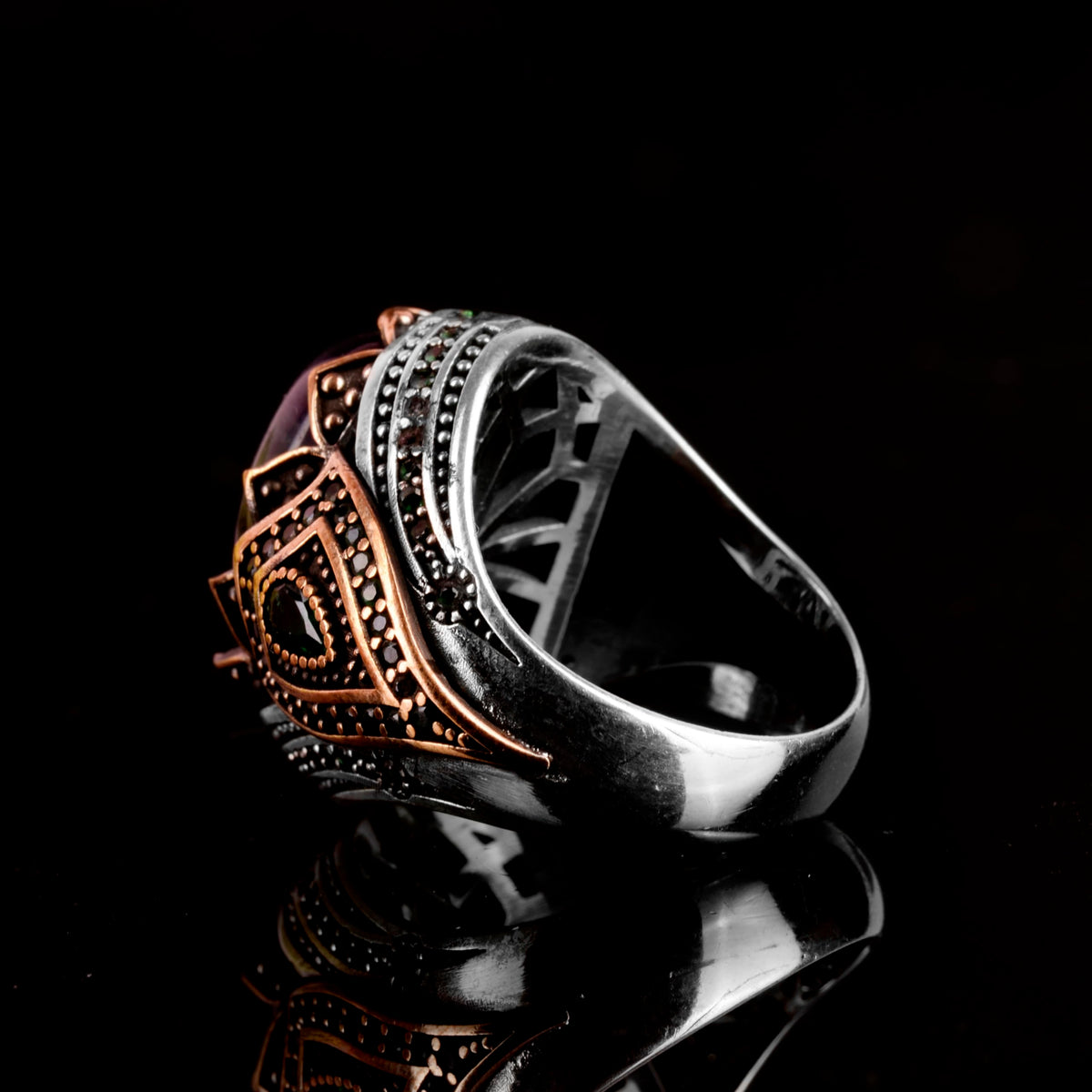Natural Stone Handmade Ring - 925 Sterling Silver (Fluorite) — 4